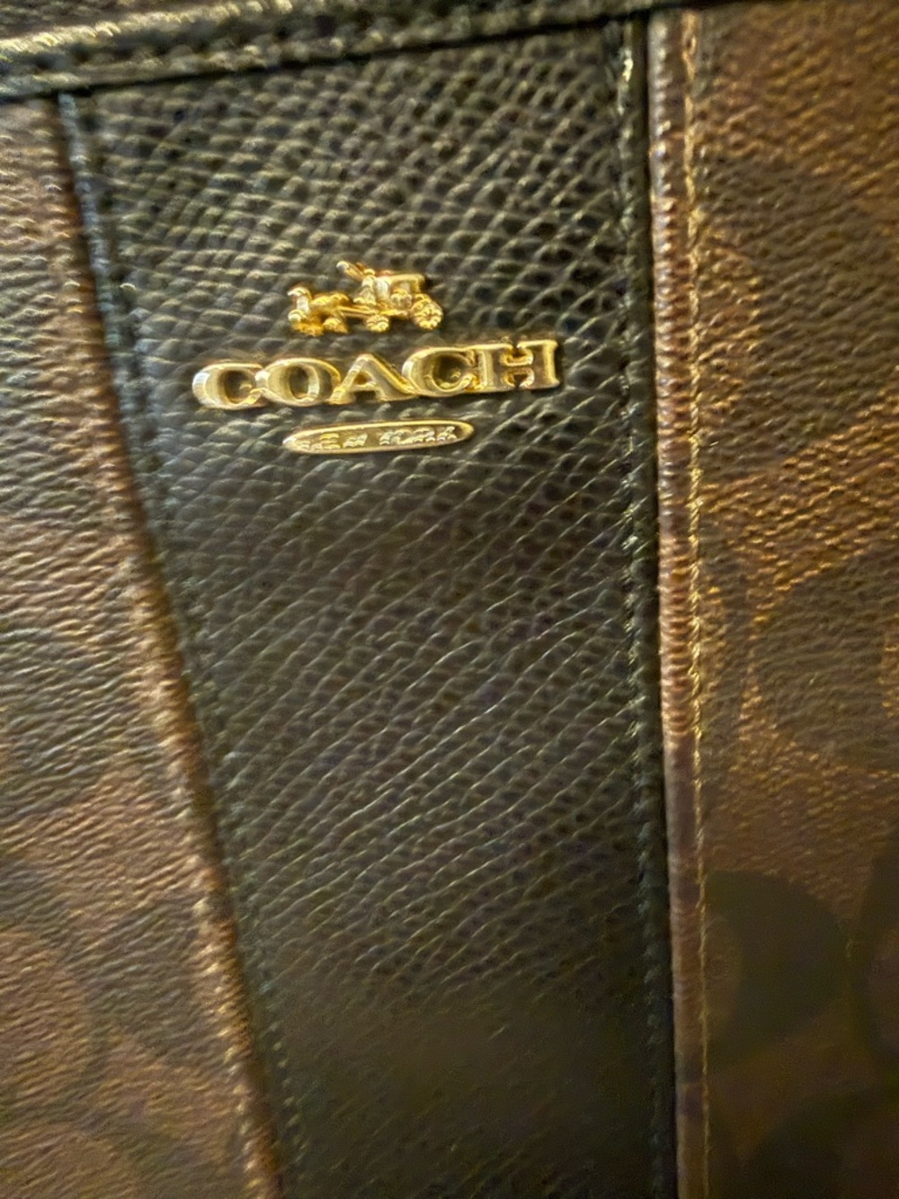Coach Satchel  Crossbody Bag in Black and Brown with Gold Logo